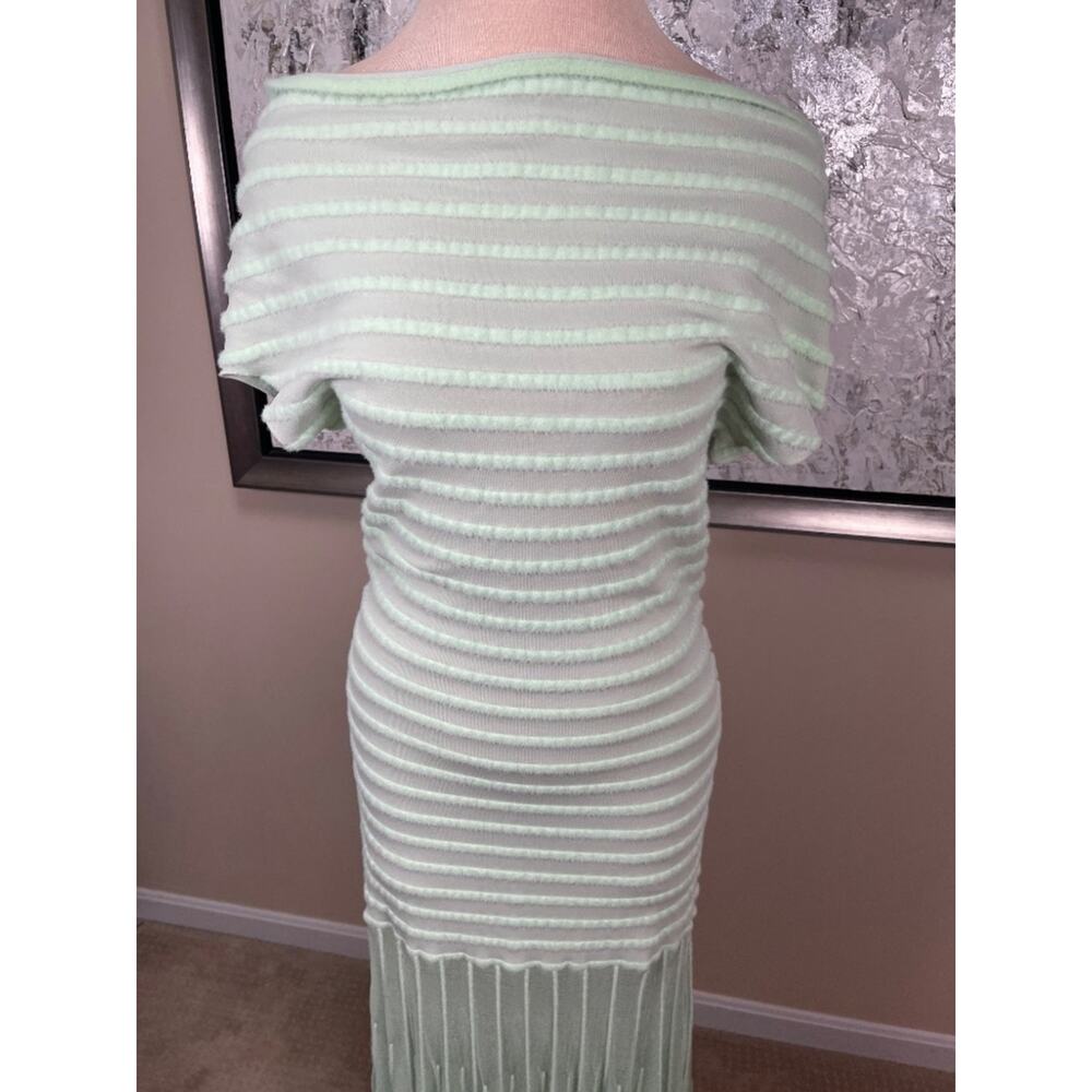 ALEXIS Marce Off the Shoulder Stripe Knit Sheer Skirt Green Maxi Dress Size XL - Picture 5 of 10